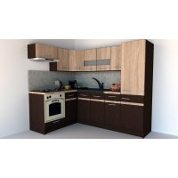 Bucatarie de Colt GENA NEW 3 ST. 160-230, Cu Corp de Cuptor, Wenge / Stejar Sonoma